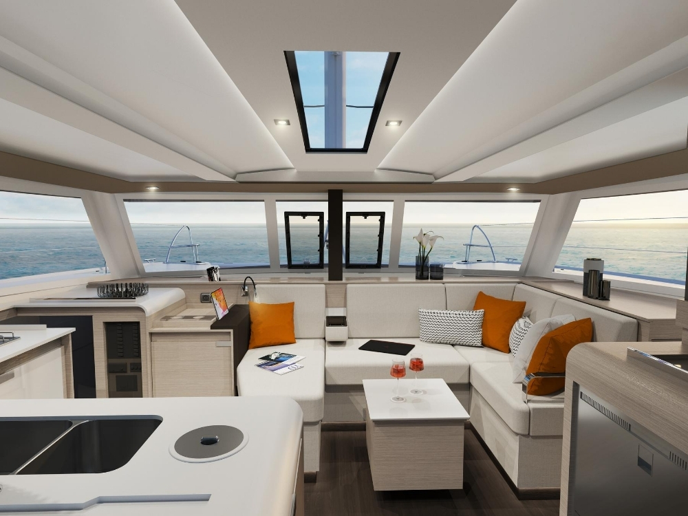 Isla 40 sailing catamaran saloon